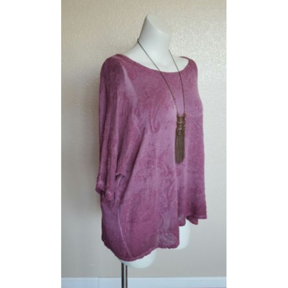 New Soft Surroundings Rose Burnout Dijon Velvety Floral Tunic Top S - Picture 1 of 7